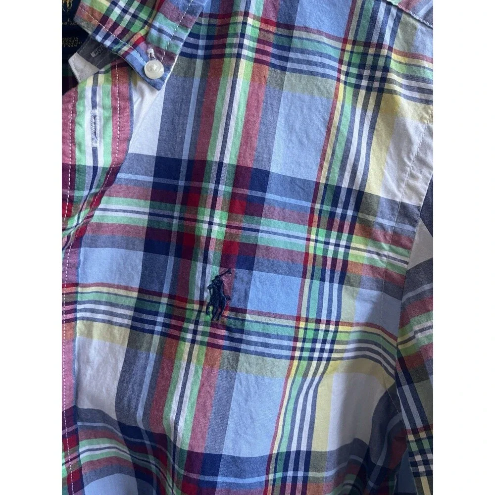 Ralph Lauren Pony Polo Boys Long Sleeve Plaid Button Up Shirt Size 14-16